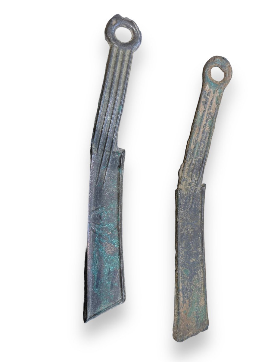 Pair Of Chinese Coins In The Shape Of Zhou Period Knives