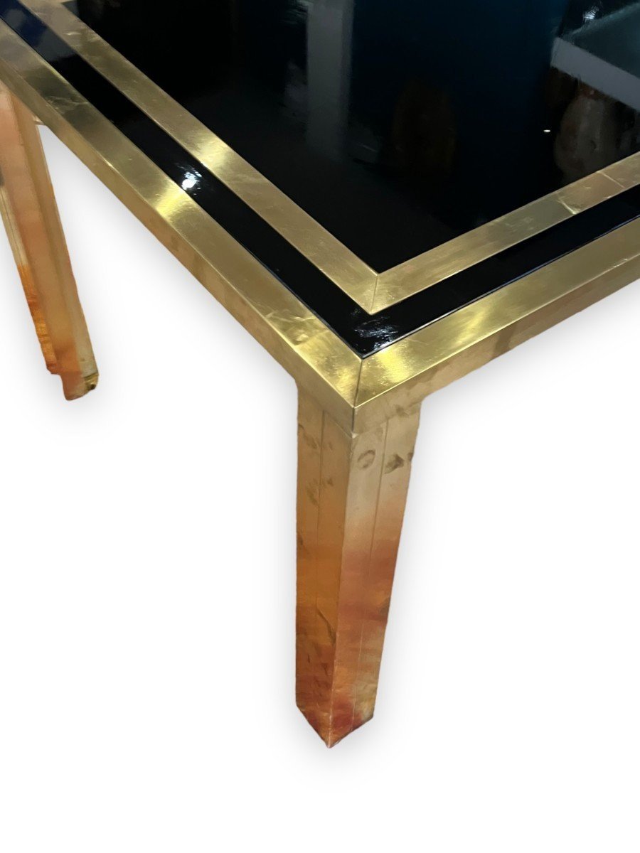 Living Room Table In Gold Metal And Black Glass Design By Studio Mercier For Liwan's-photo-2