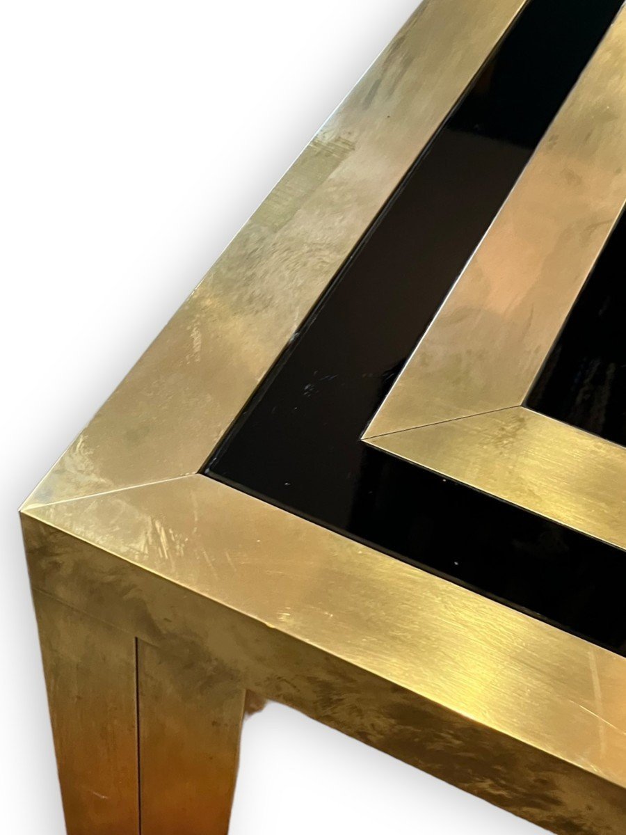 Living Room Table In Gold Metal And Black Glass Design By Studio Mercier For Liwan's-photo-3