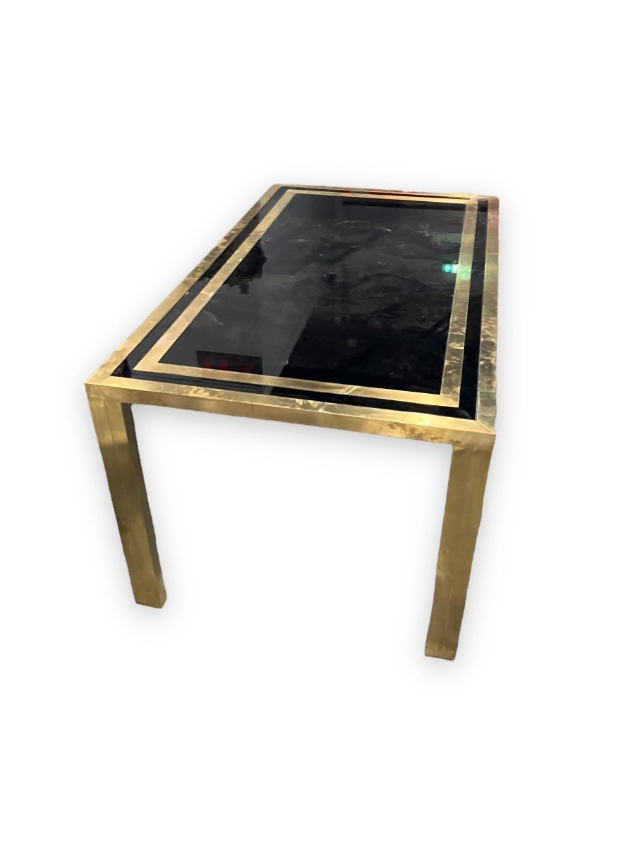 Living Room Table In Gold Metal And Black Glass Design By Studio Mercier For Liwan's-photo-1