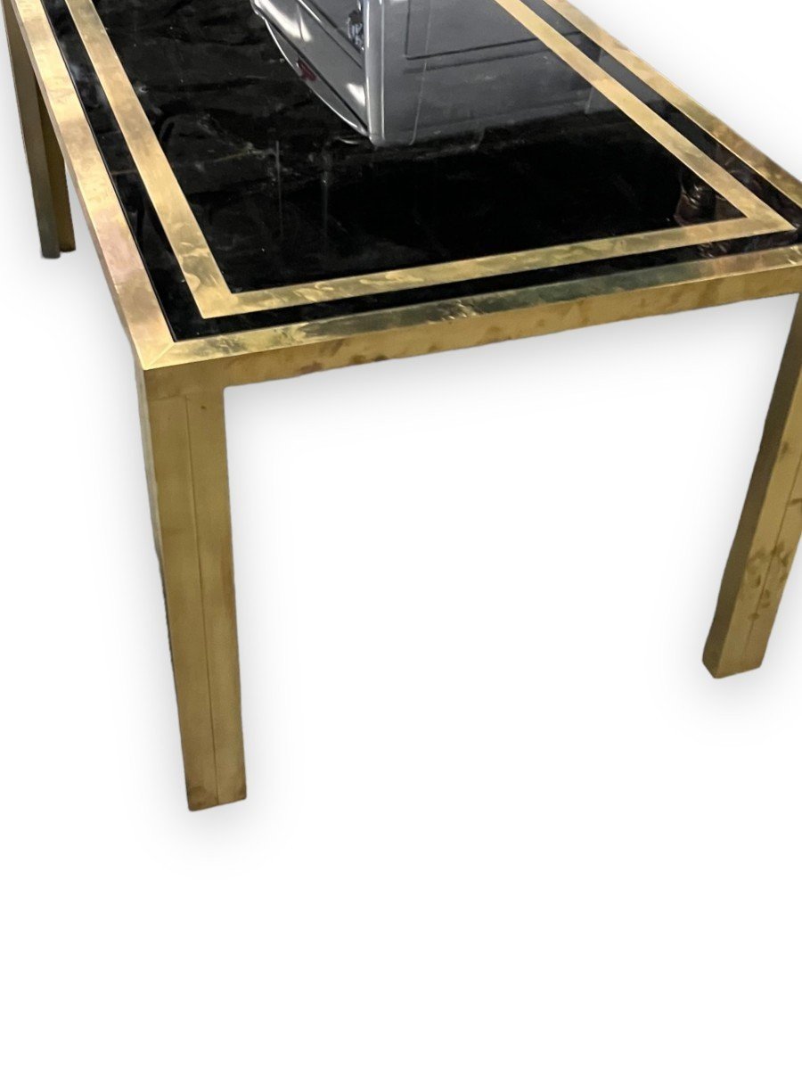 Living Room Table In Gold Metal And Black Glass Design By Studio Mercier For Liwan's-photo-2