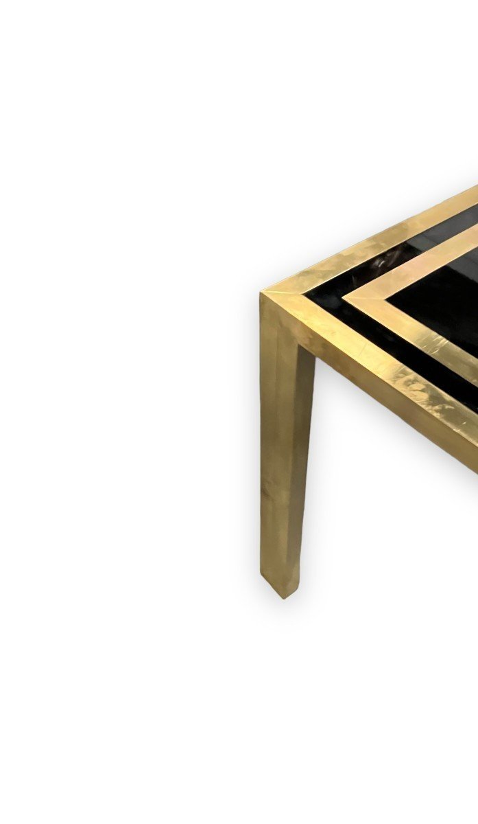 Living Room Table In Gold Metal And Black Glass Design By Studio Mercier For Liwan's-photo-5