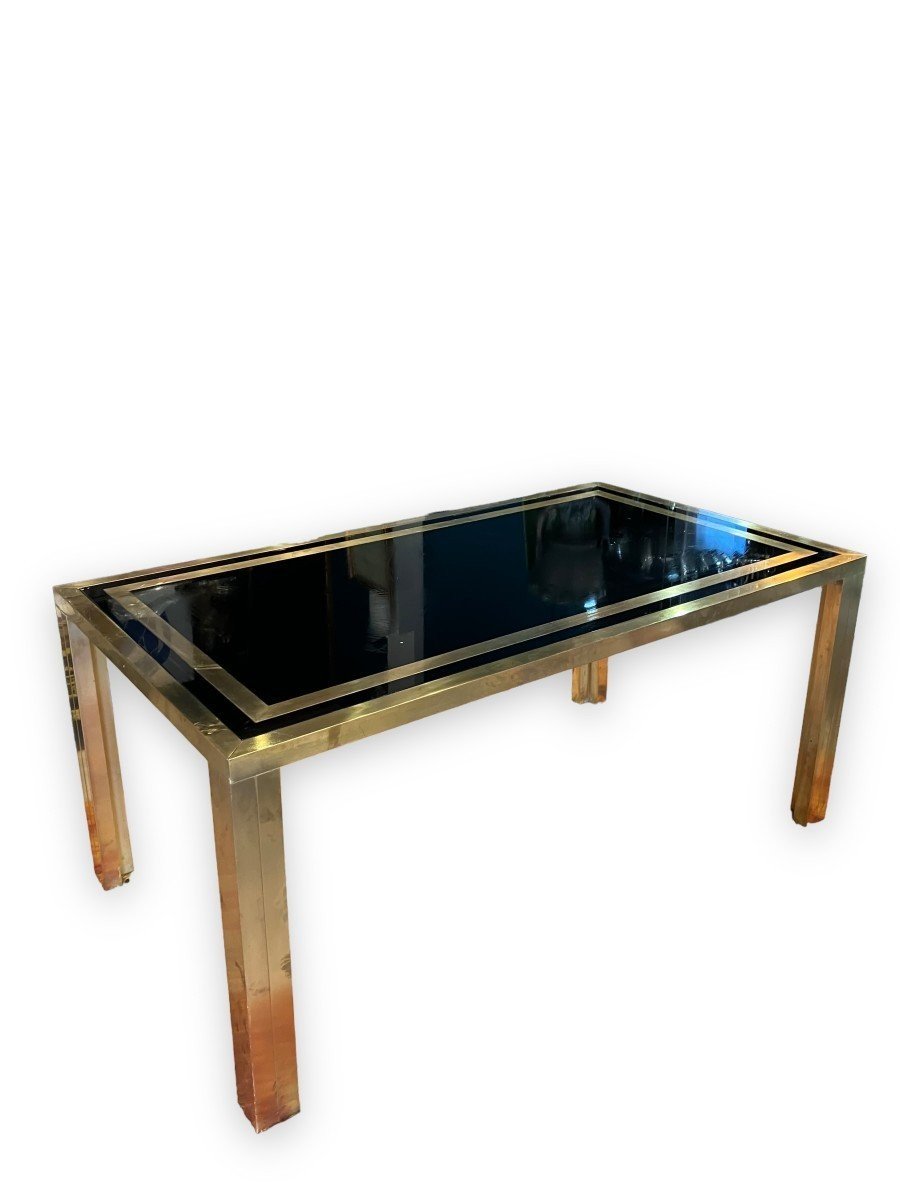 Living Room Table In Gold Metal And Black Glass Design By Studio Mercier For Liwan's-photo-7