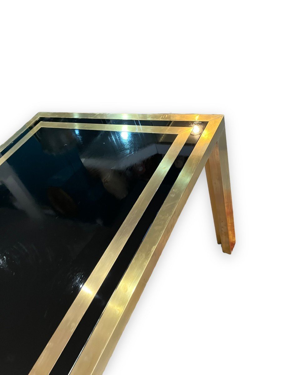 Living Room Table In Gold Metal And Black Glass Design By Studio Mercier For Liwan's-photo-8