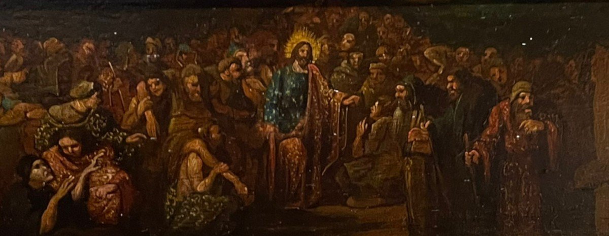 Le Christ Prêchant Huile Sur Panneau Ecole Fin XVIIIeme Début XIXeme-photo-6