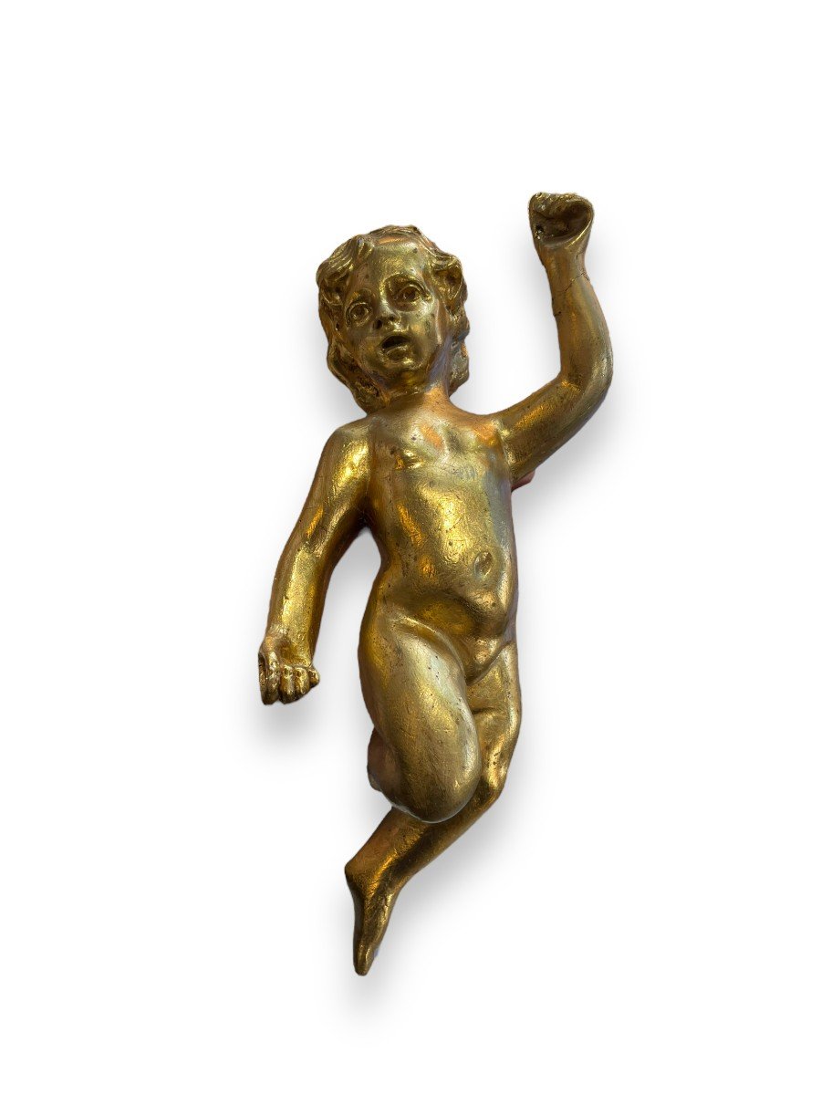 Putto Cherub In Golden Stucco-photo-6