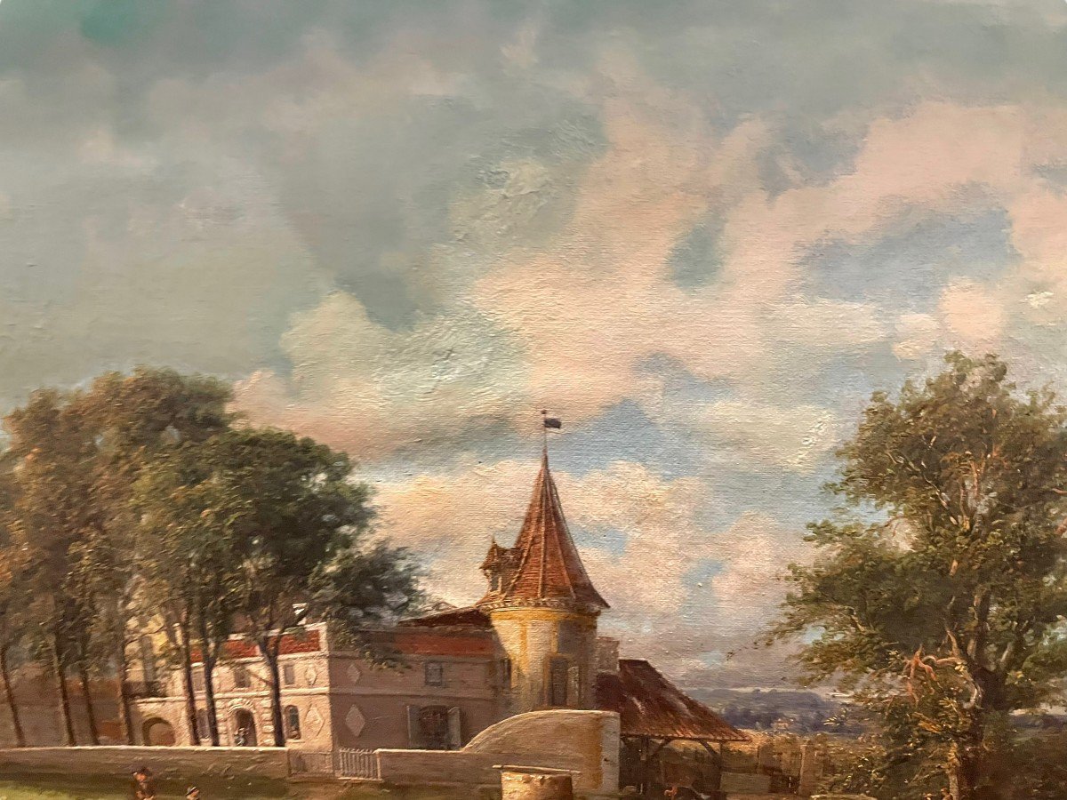 Jabiot Animated Scene From Périgord Important 19th Century Painting-photo-3