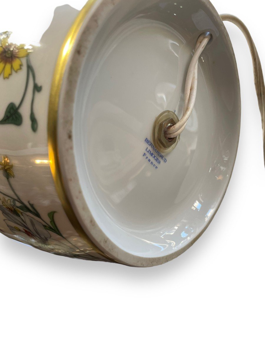 Proantic Gucci Et Bernardaud Limoges Importante Vase Lampe En Porcela