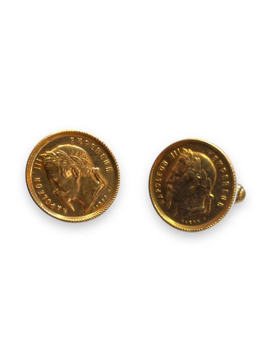 Pair Of Cufflinks Decorated With Napoleon III Pieces-photo-4