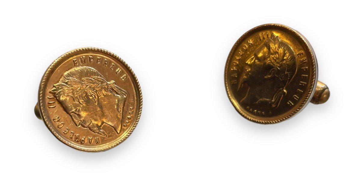 Pair Of Cufflinks Decorated With Napoleon III Pieces