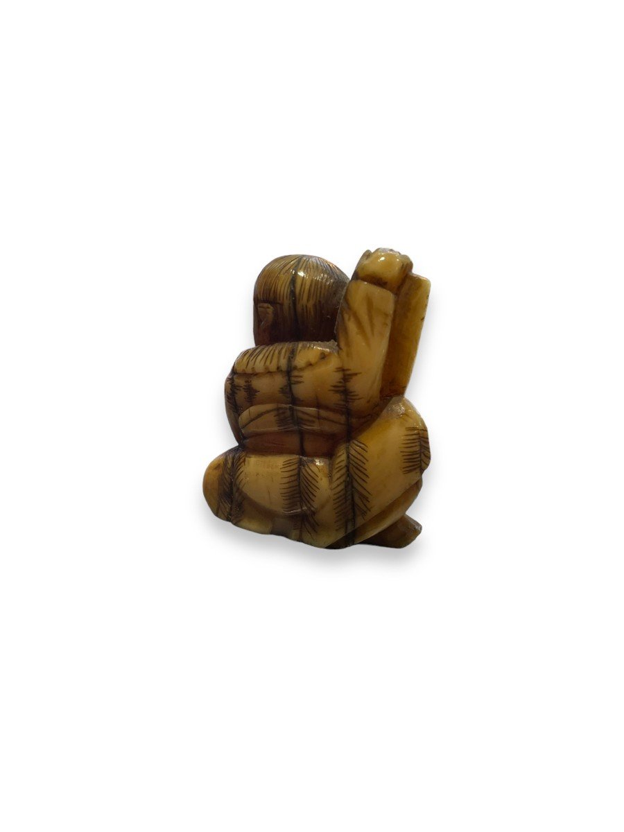 Netsuke 19th Century Character With Banner-photo-4