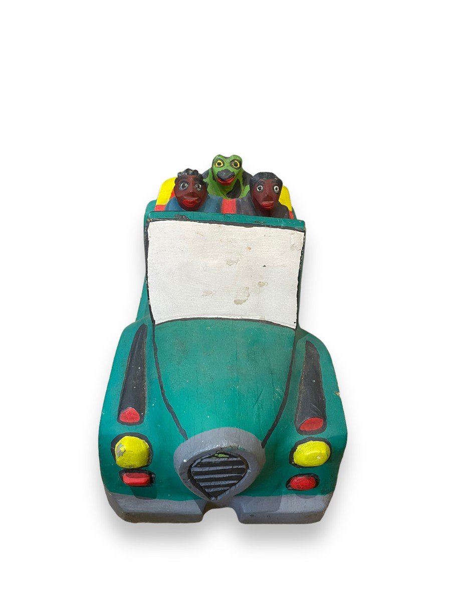 Important African Folk Art Car In Painted Wood-photo-7
