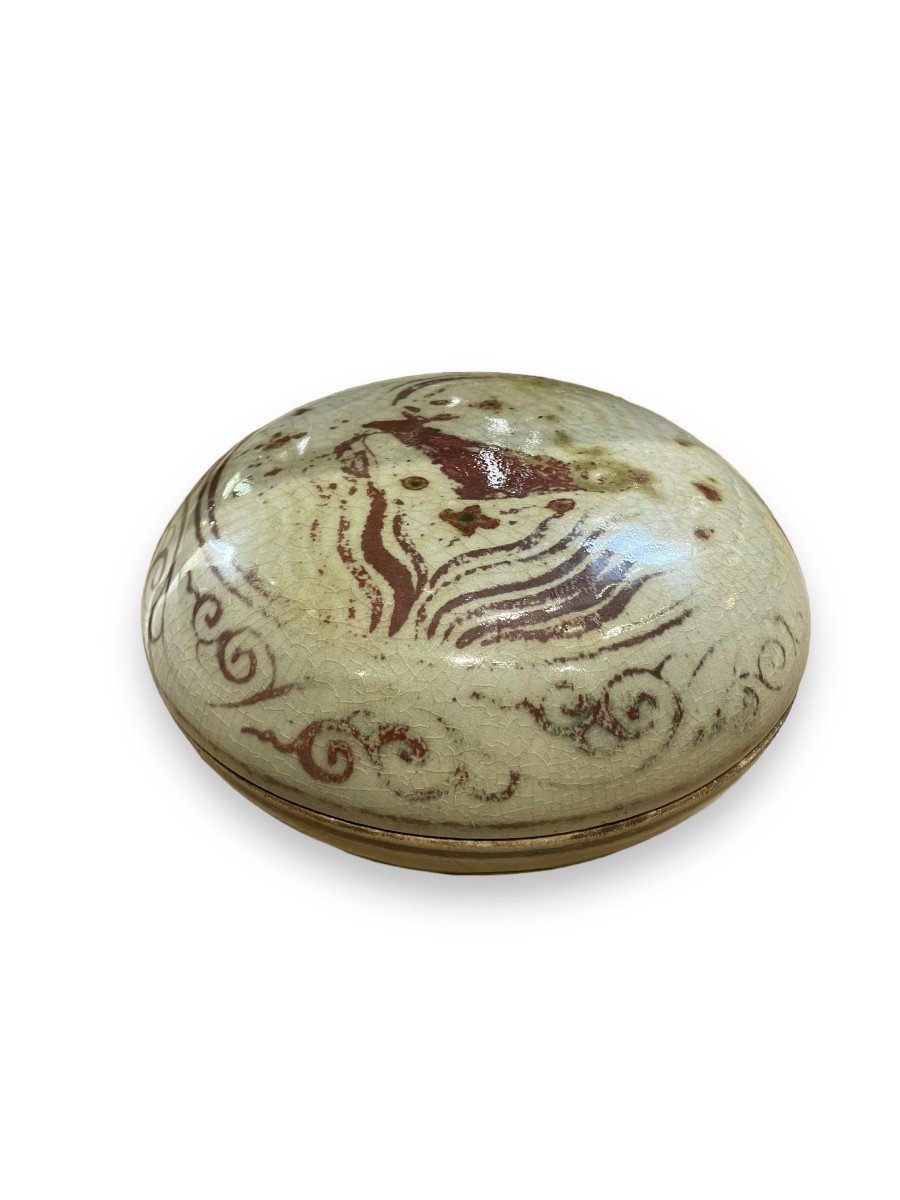 Important Chinese Candy Box In Cracked Glazed Stoneware-photo-4