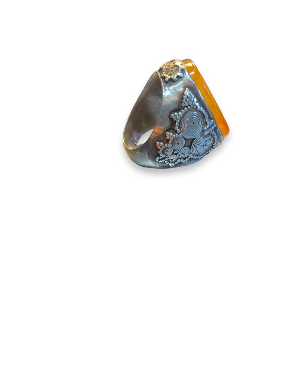 Important Intaglio Agate Silver Ring-photo-2