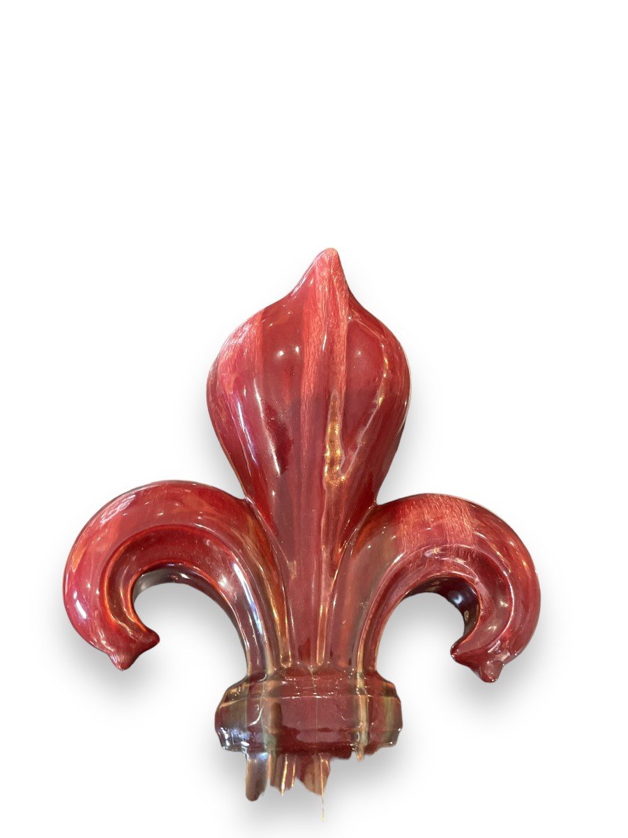 Vase Art Nouveau Fleur De Lys En Céramique Par Massier.-photo-6