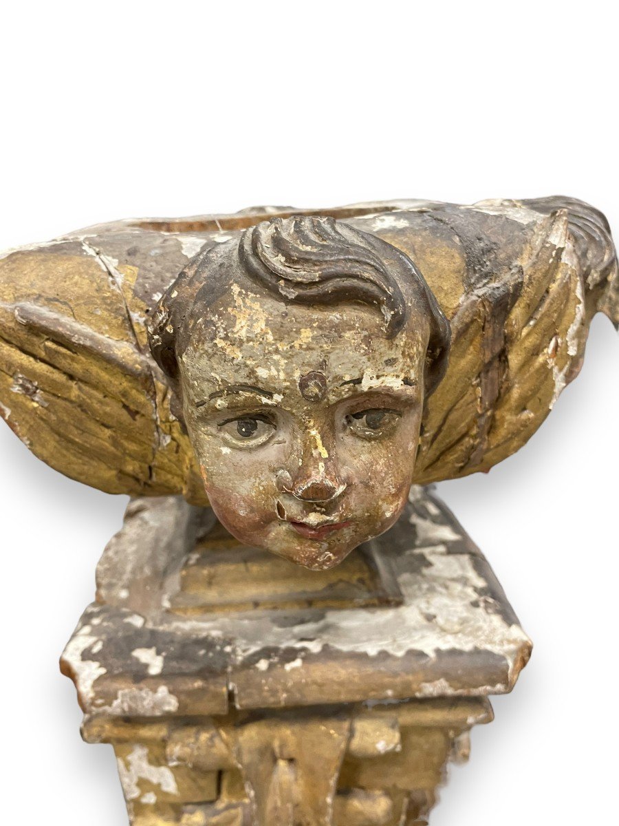 Important 18th Century Bolster Decorated With Cherubs-photo-2