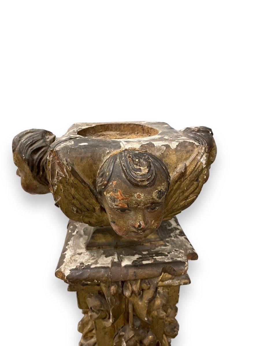 Important 18th Century Bolster Decorated With Cherubs-photo-3