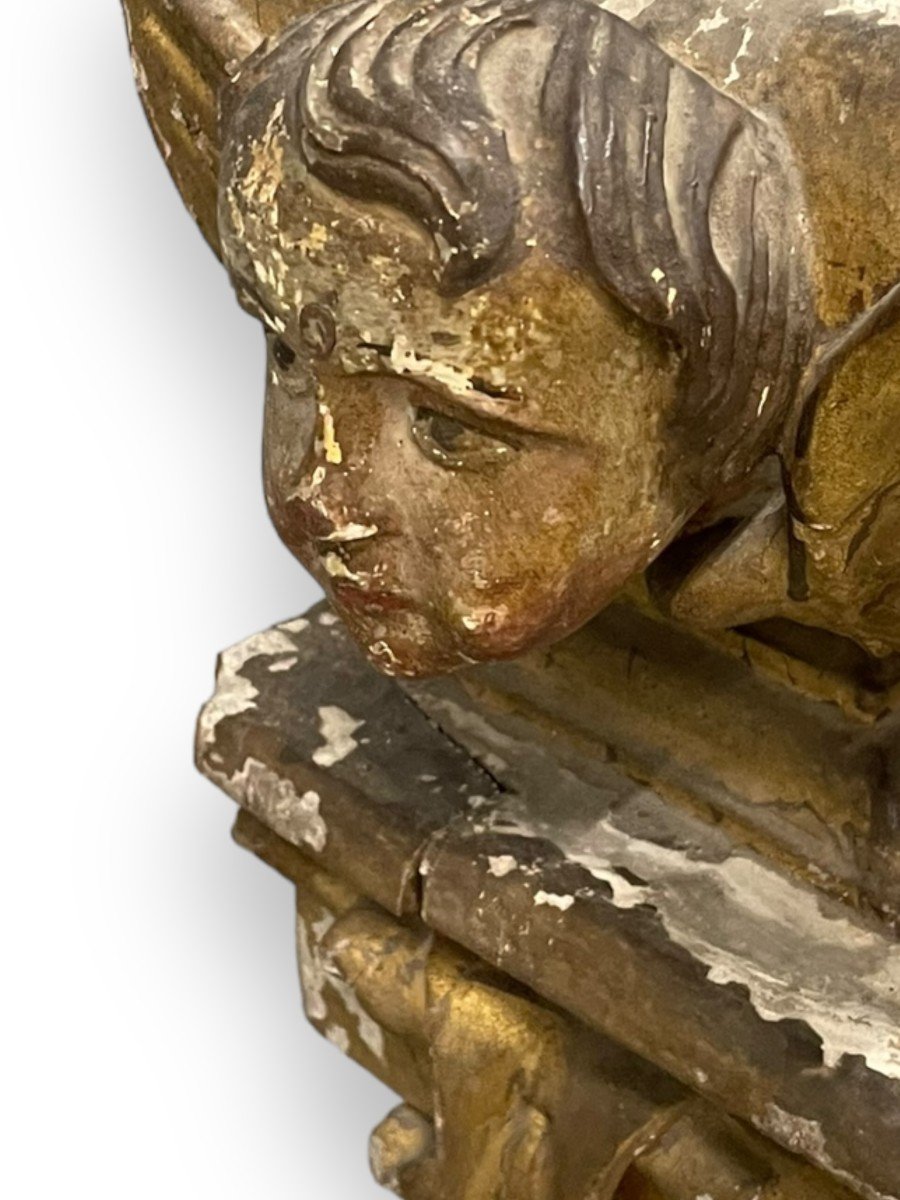 Important 18th Century Bolster Decorated With Cherubs-photo-1