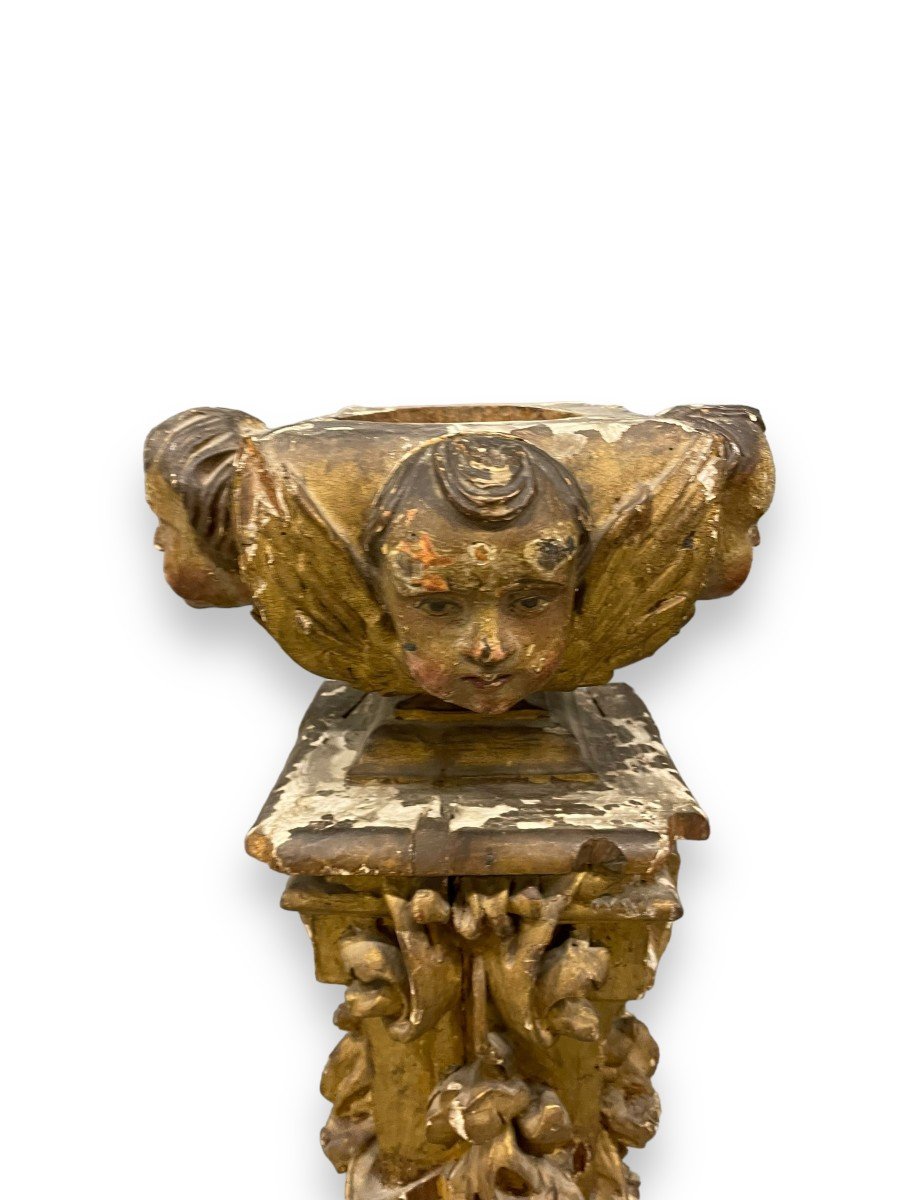 Important 18th Century Bolster Decorated With Cherubs-photo-3