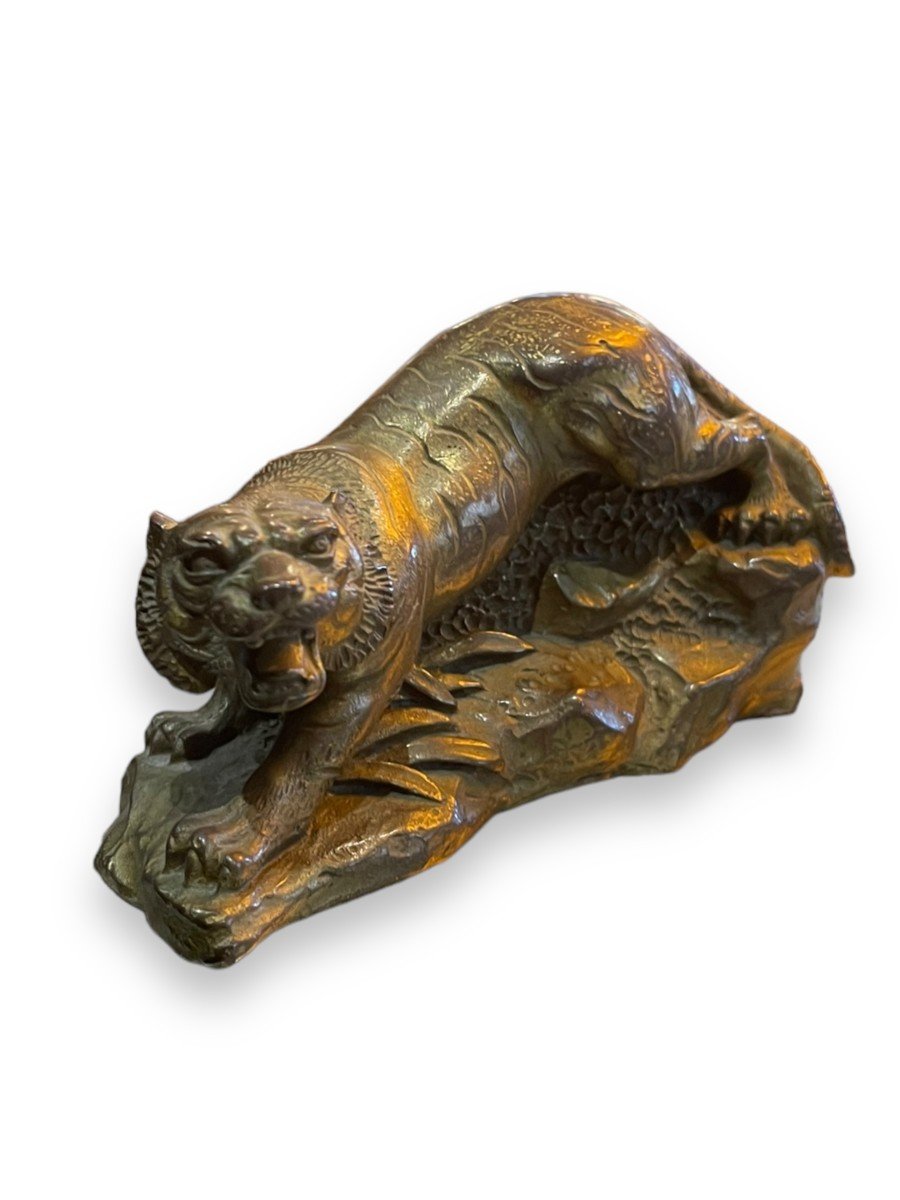 Small Tiger In Gilt Bronze 19th Century-photo-2