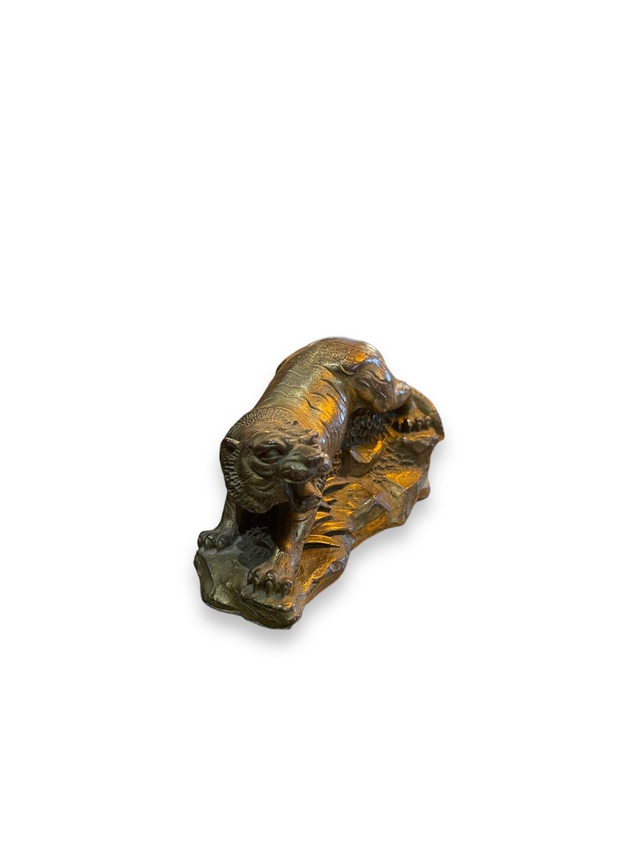 Small Tiger In Gilt Bronze 19th Century-photo-3