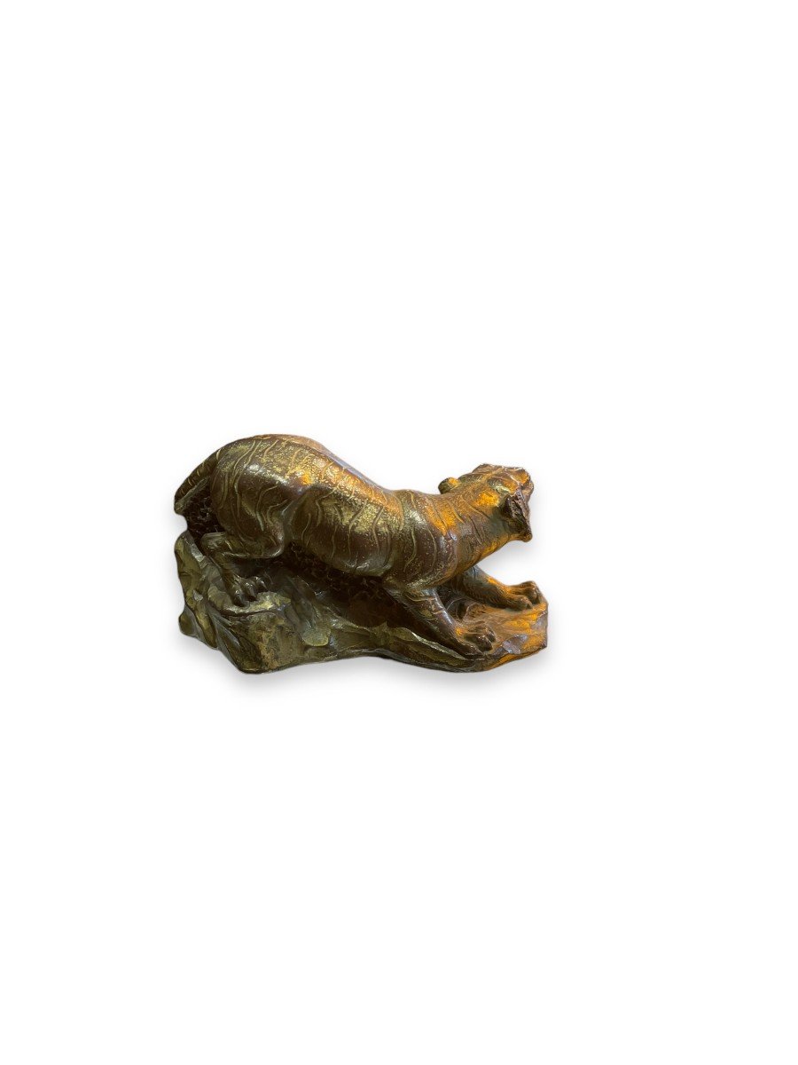 Small Tiger In Gilt Bronze 19th Century-photo-3