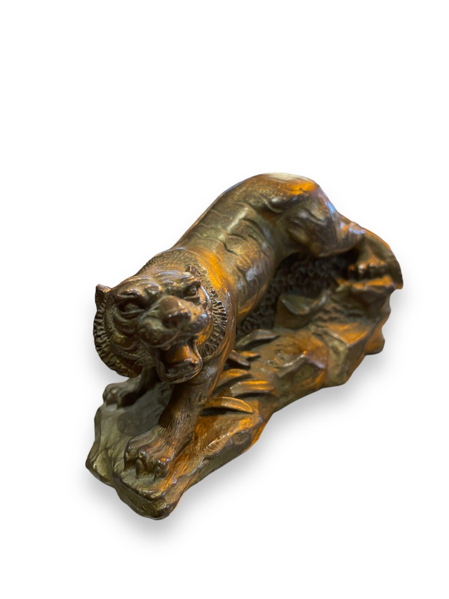 Small Tiger In Gilt Bronze 19th Century-photo-5