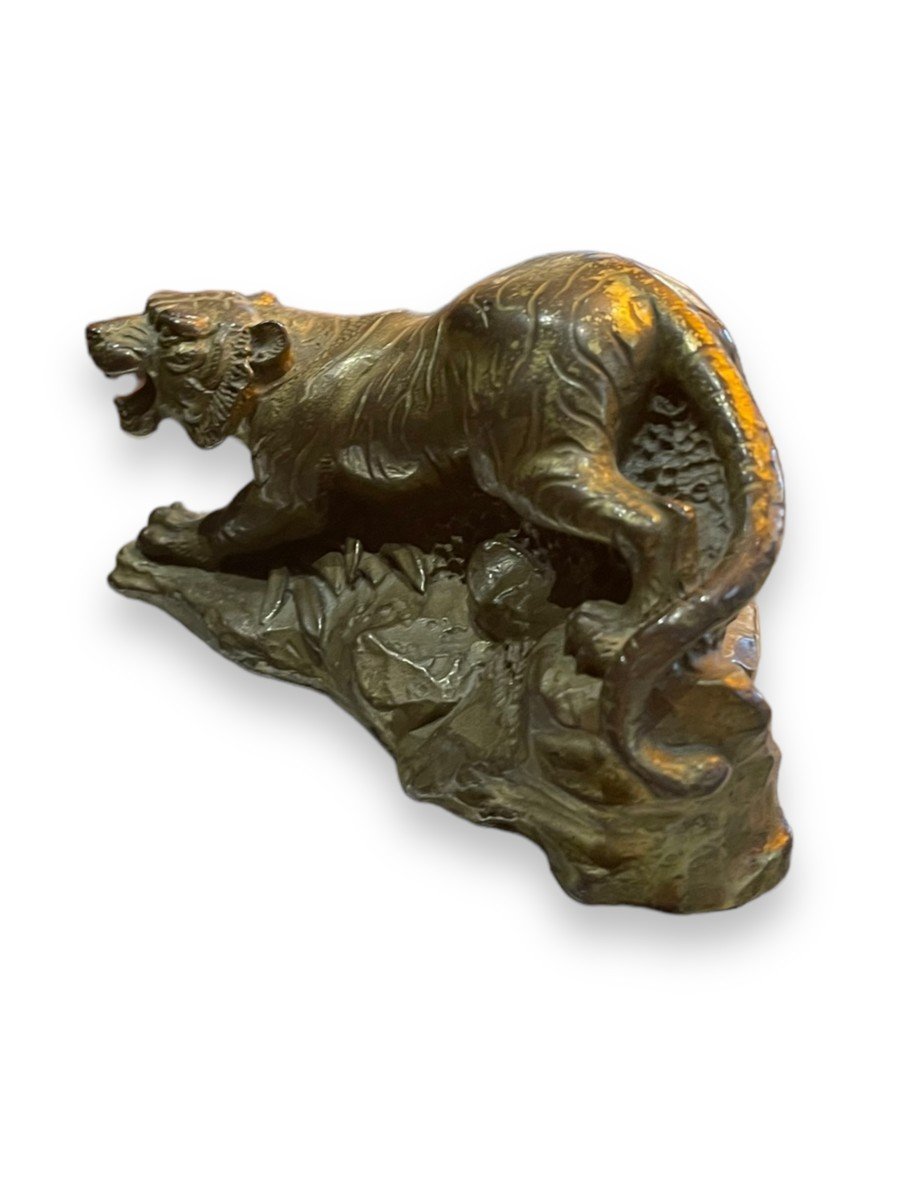 Small Tiger In Gilt Bronze 19th Century-photo-6