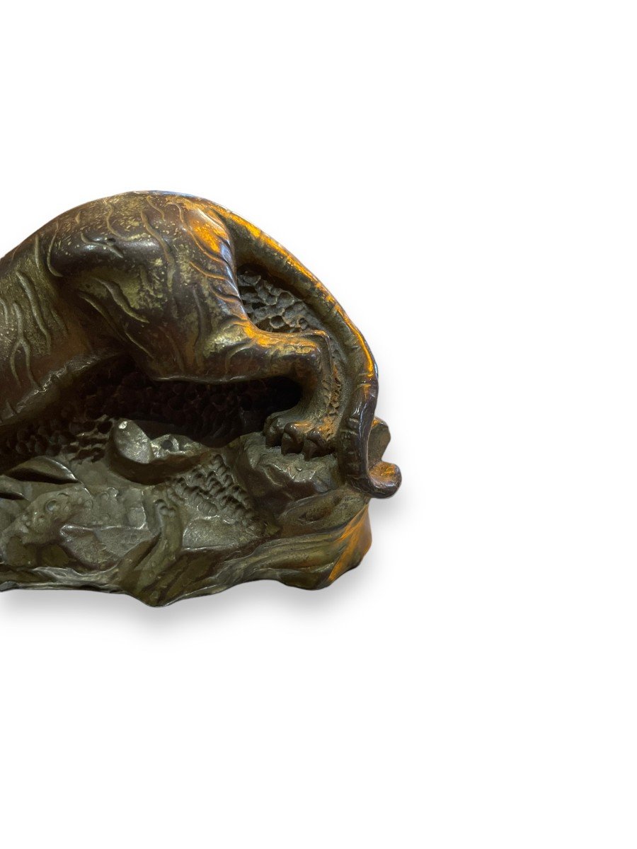 Small Tiger In Gilt Bronze 19th Century-photo-8