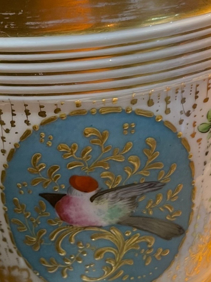 Cache Pot En Porcelaine De Paris à Deux Motifs époque Napoleon III-photo-6