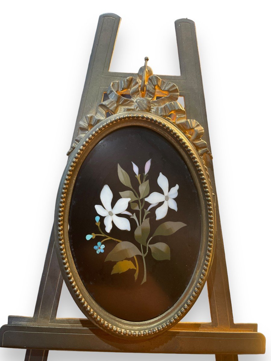 Pair Of Easel Frames By Enrico Bosi In Bronze And Stone Marquetry -photo-4