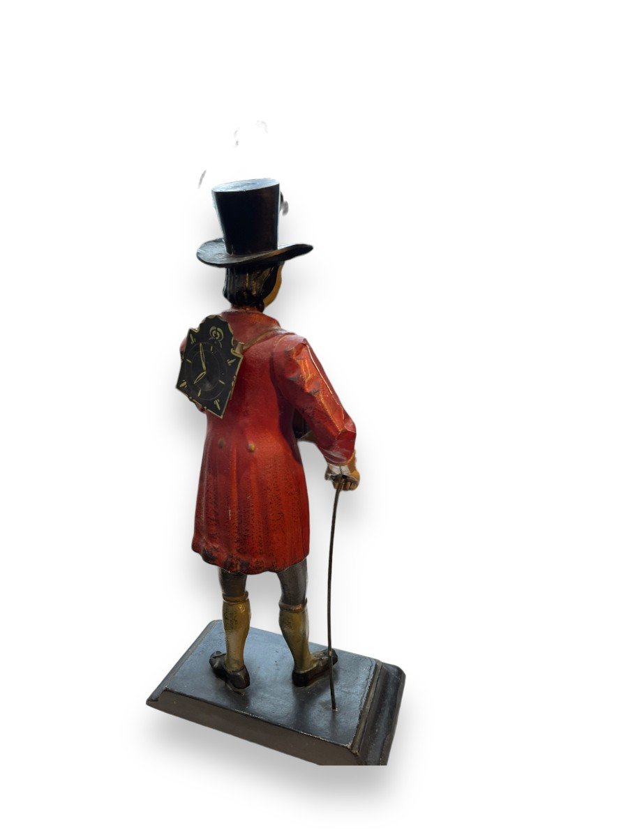 Anthropomorphic Pendulum In Polychrome Metal Man In Hat-photo-6