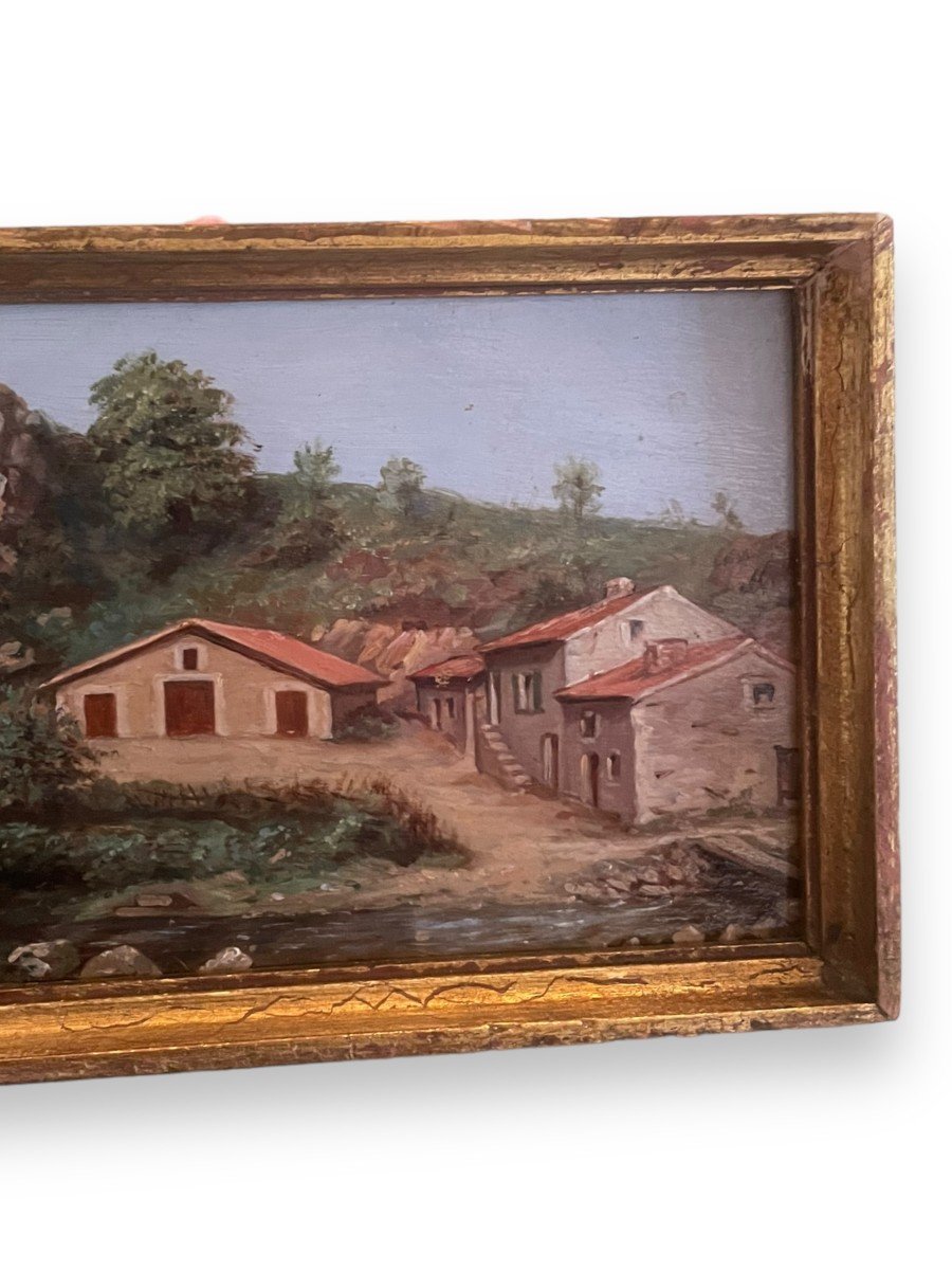 Oil On Panel Houses From The South Of France-photo-3