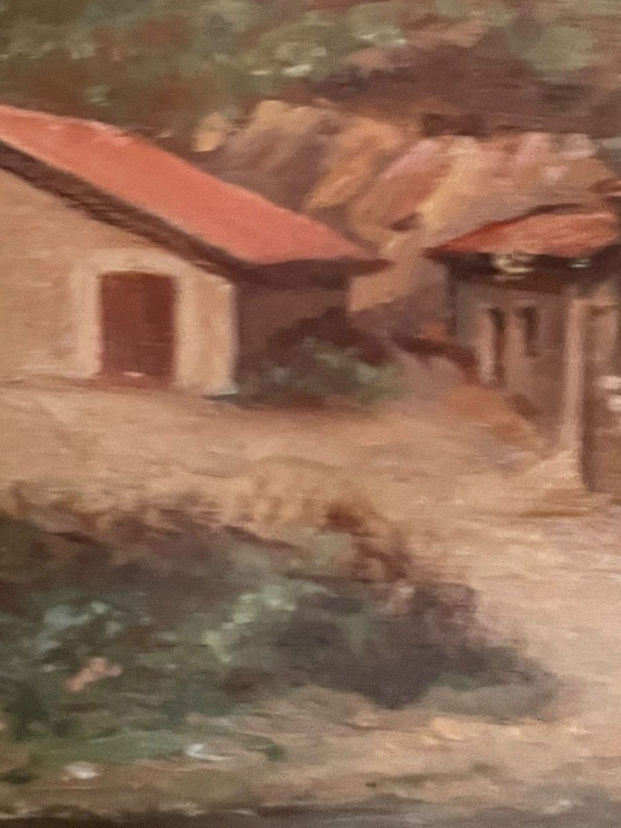 Oil On Panel Houses From The South Of France-photo-1