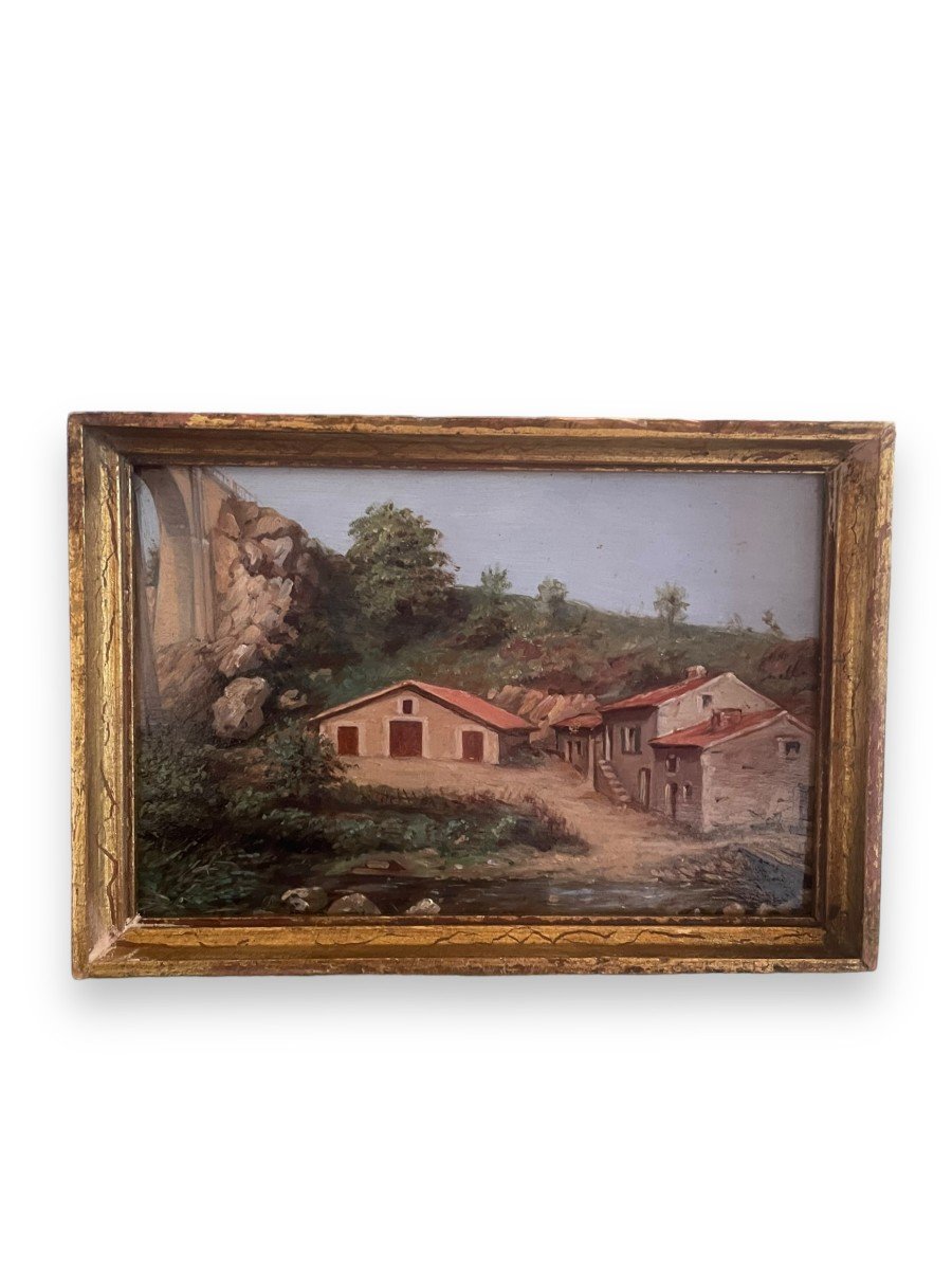 Oil On Panel Houses From The South Of France-photo-3