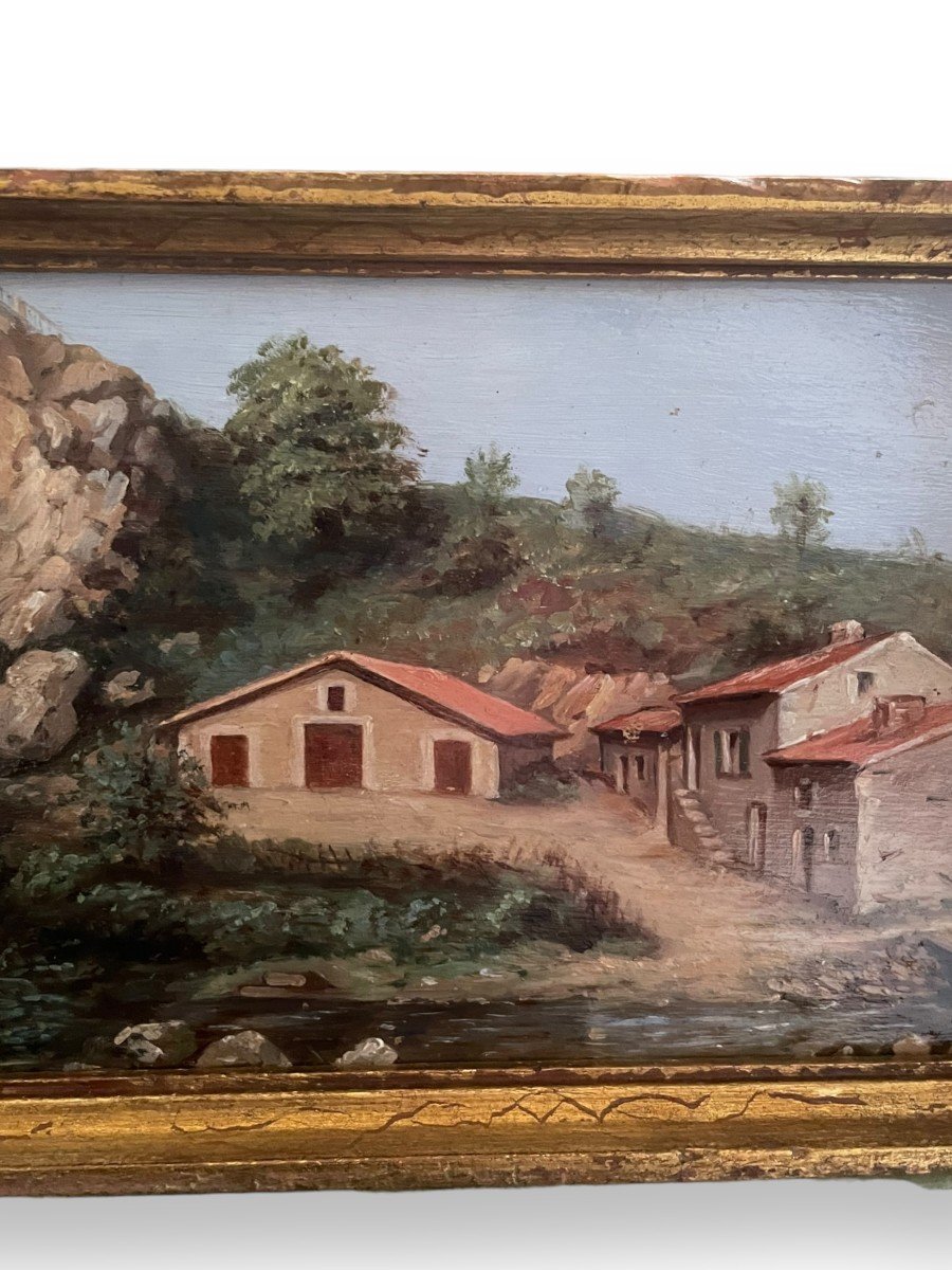 Oil On Panel Houses From The South Of France-photo-5