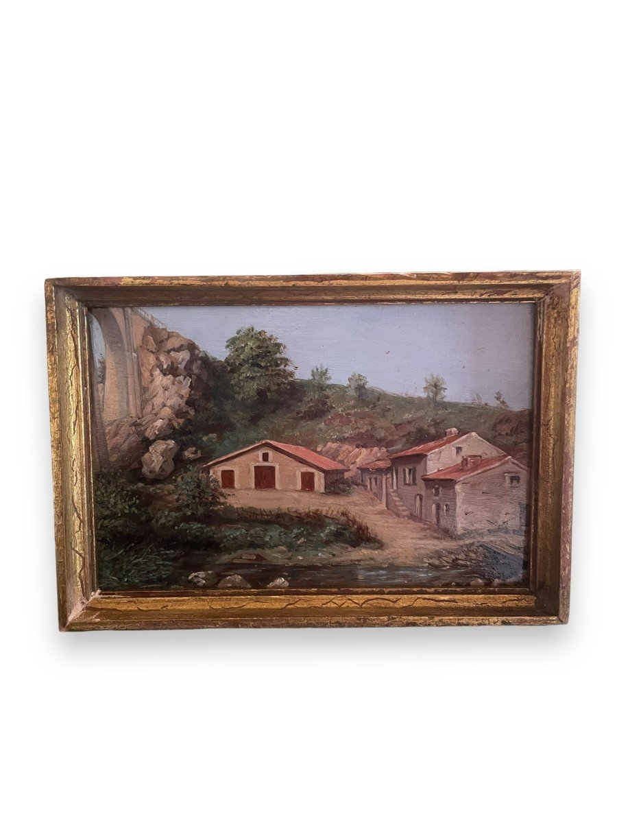 Oil On Panel Houses From The South Of France-photo-8