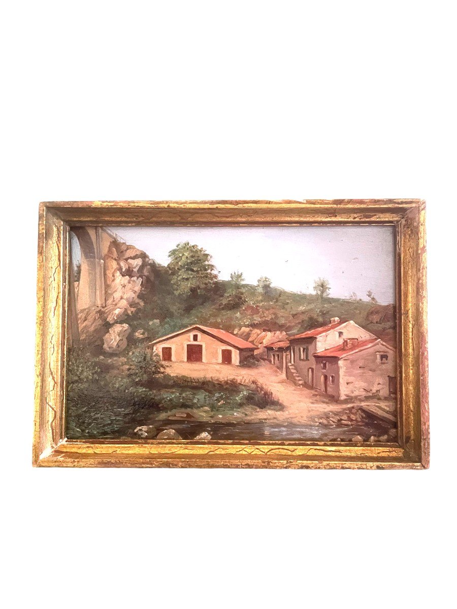 Oil On Panel Houses From The South Of France