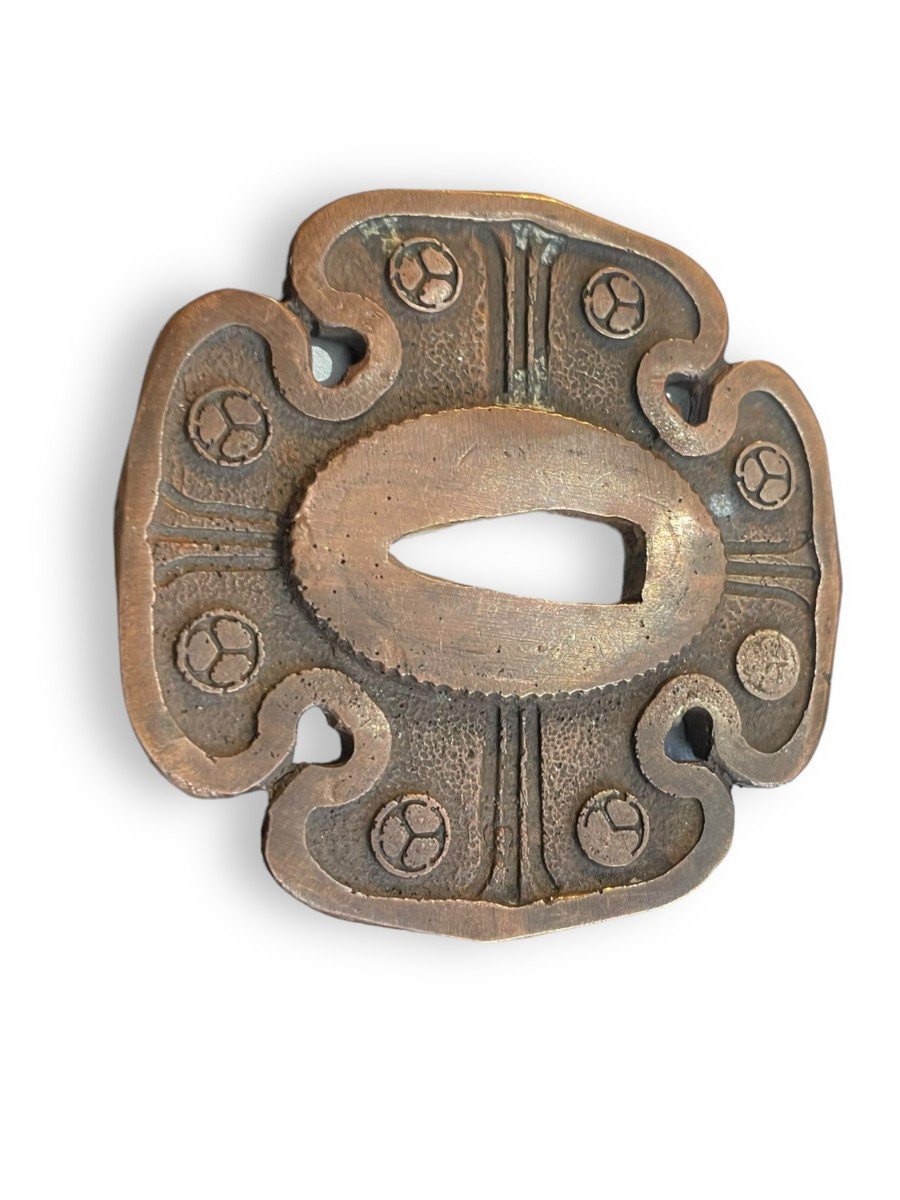 Tsuba En Bronze Japon XIXeme époque Edo-photo-3