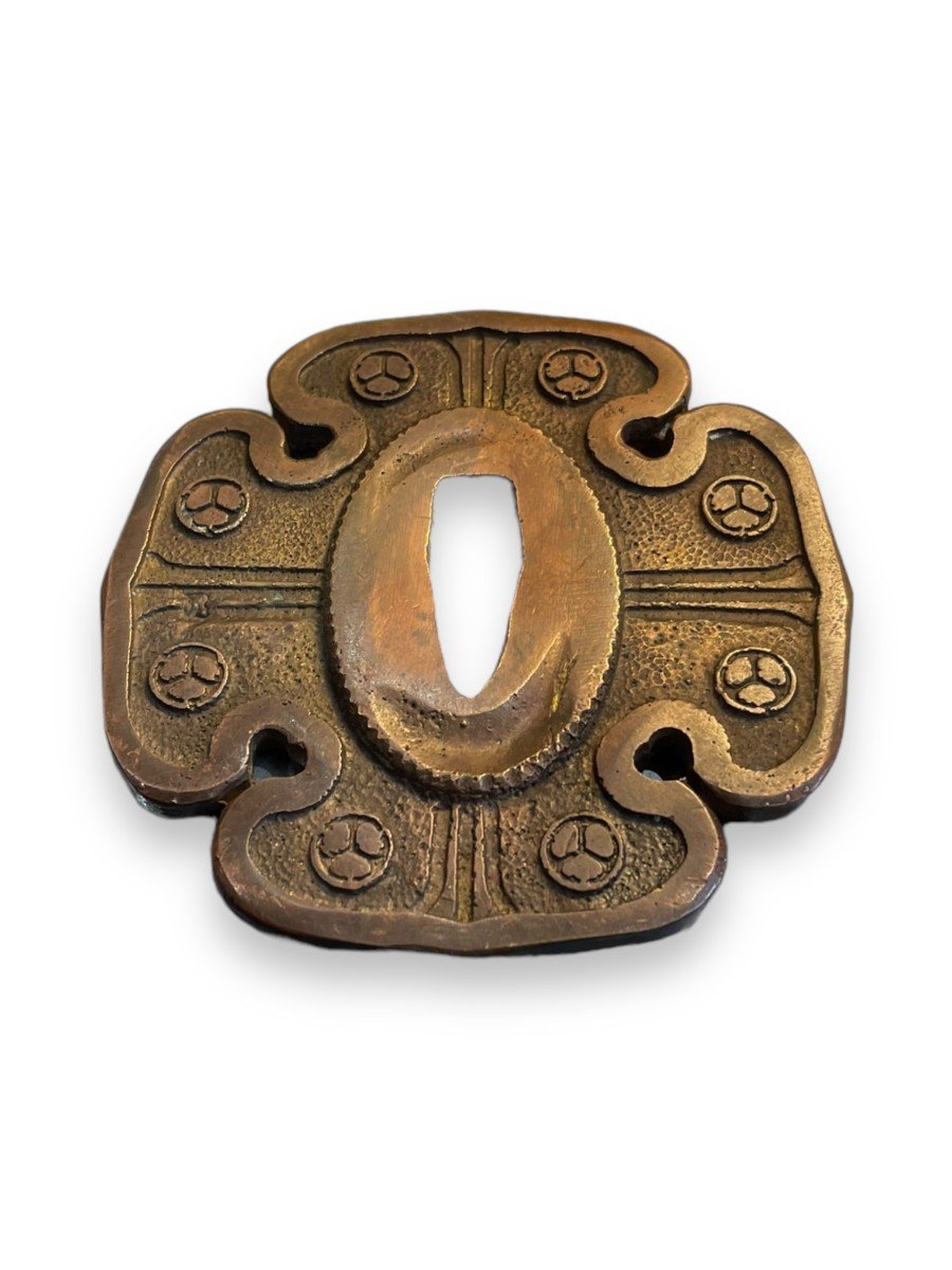 Tsuba En Bronze Japon XIXeme époque Edo