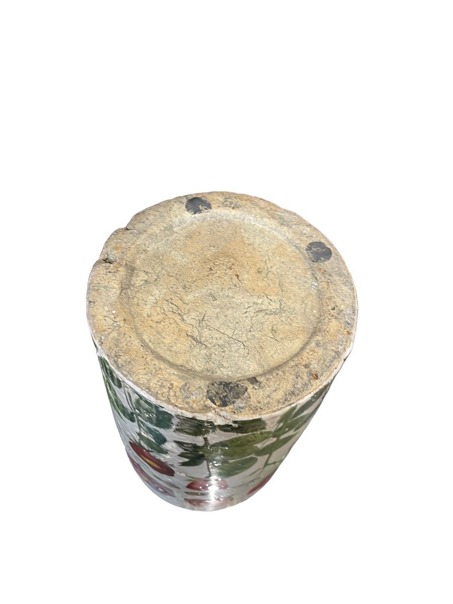 Cache Pot Vase In Glazed Terracotta Flower Patterns-photo-3