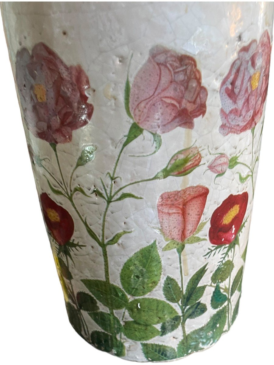 Cache Pot Vase In Glazed Terracotta Flower Patterns-photo-6