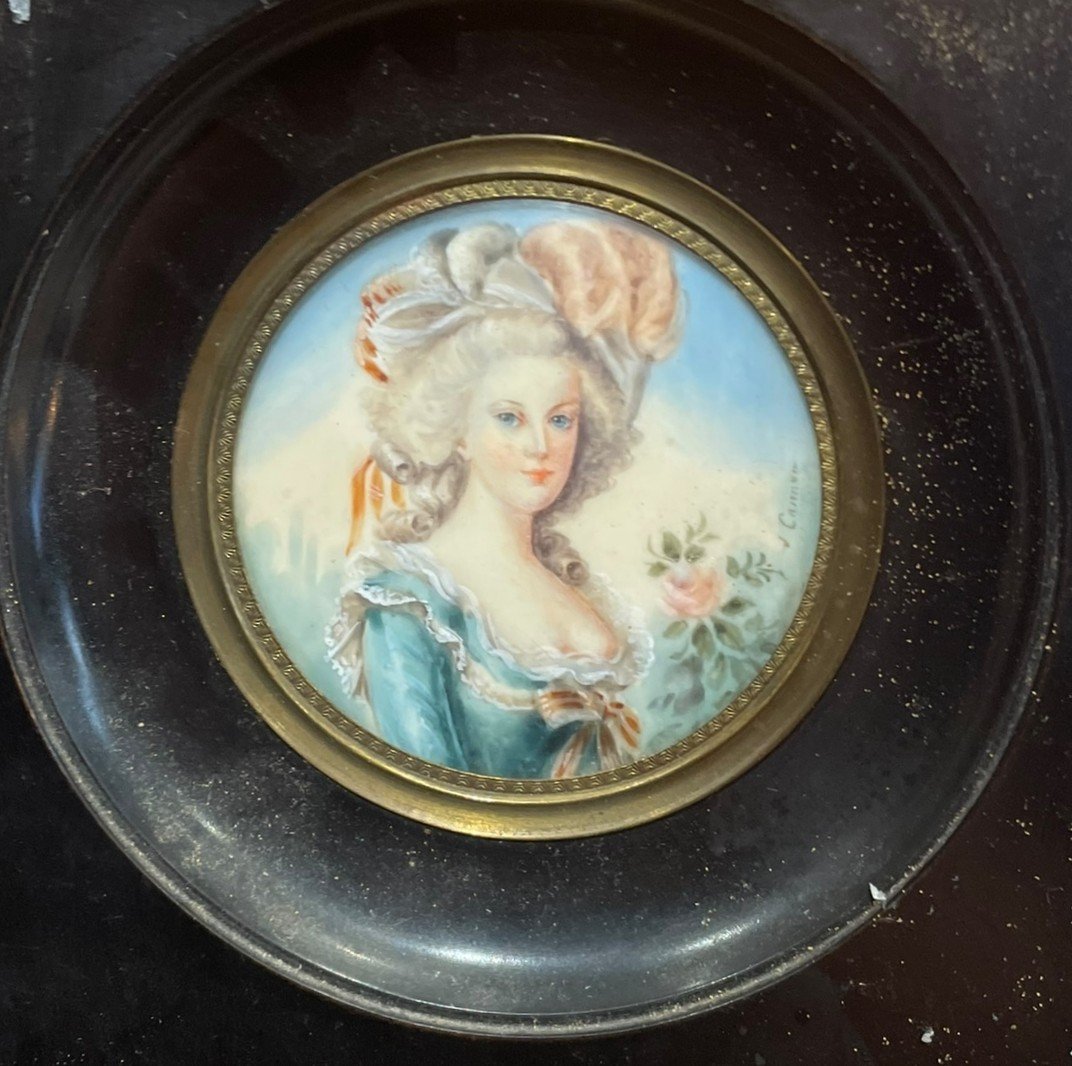 Marie-antoinette Miniature Signed J. Casimir