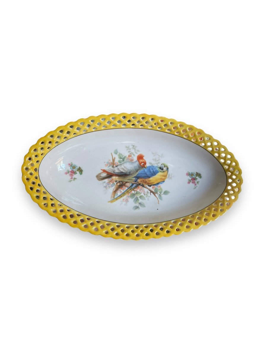 Oblong Dish In Bavarian Porcelain Exotic Birds-photo-4