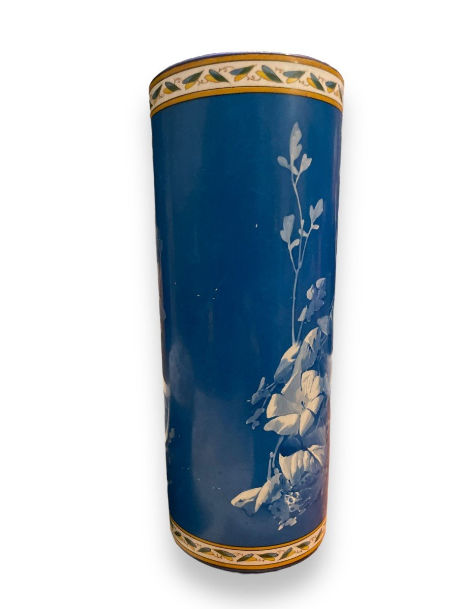 Creil Montereau Roller Vase With Trendy Bird Decor-photo-3