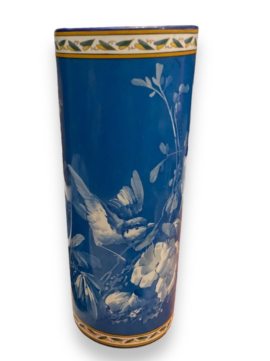 Creil Montereau Roller Vase With Trendy Bird Decor-photo-8