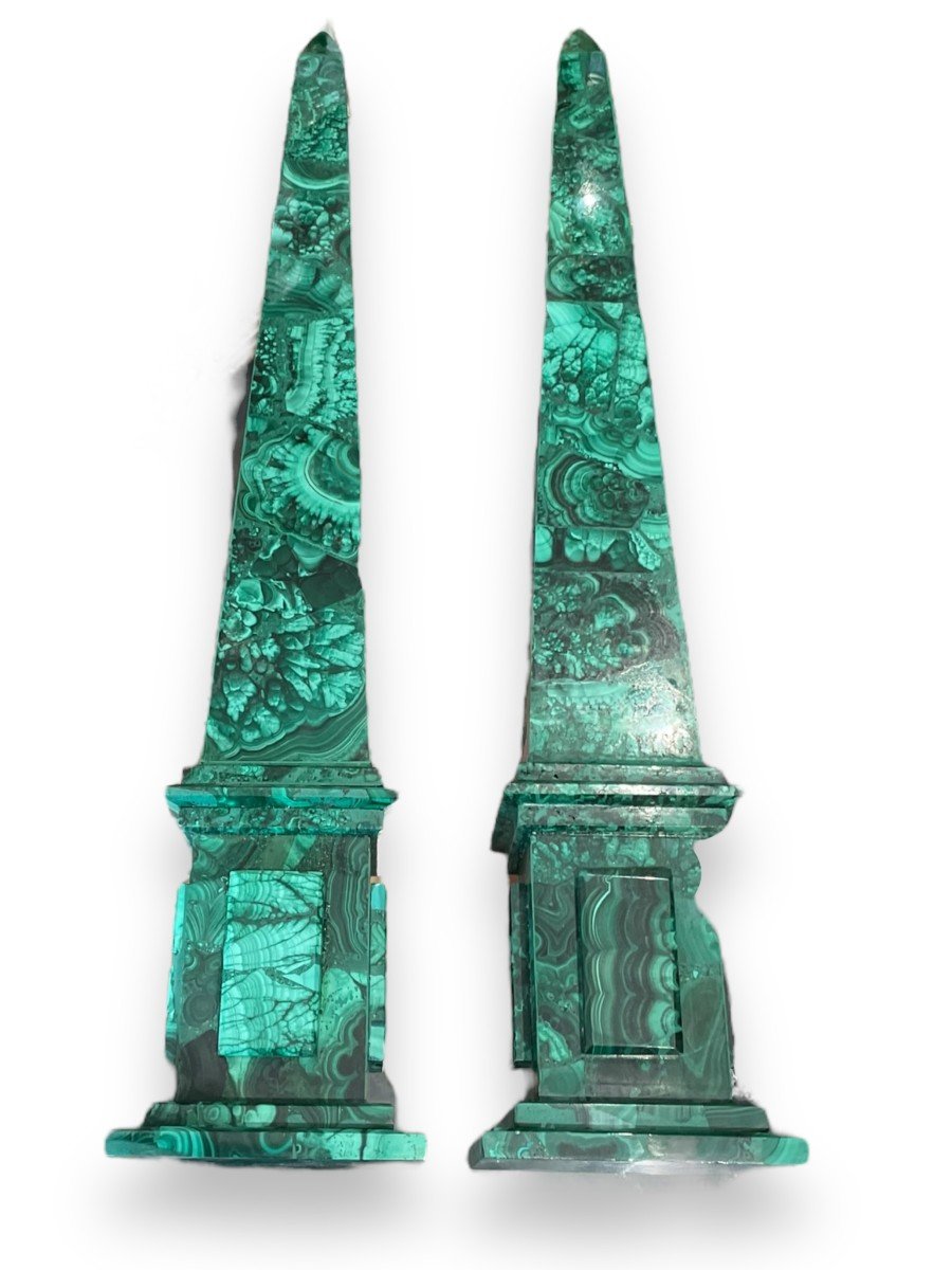 Pair Of Important Malachite Obelisks-photo-5