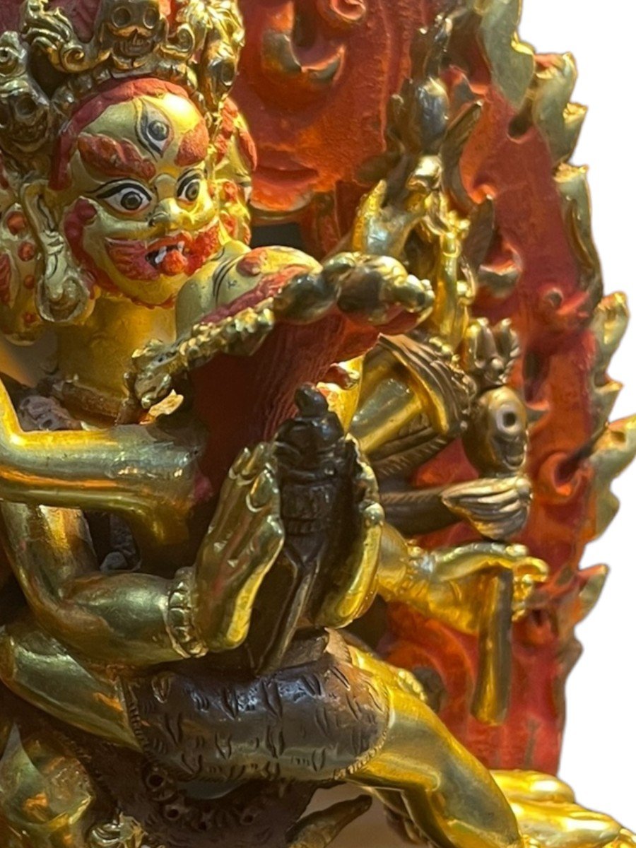 Divinités Dansant Dans Les Flammes Bronze Tibet/Népal XXeme-photo-8