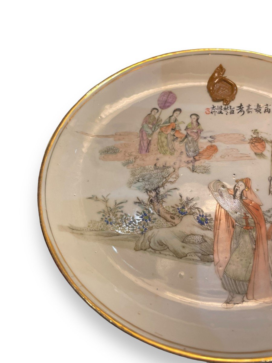 Chine Période République Assiette En Porcelaine Peinte-photo-6