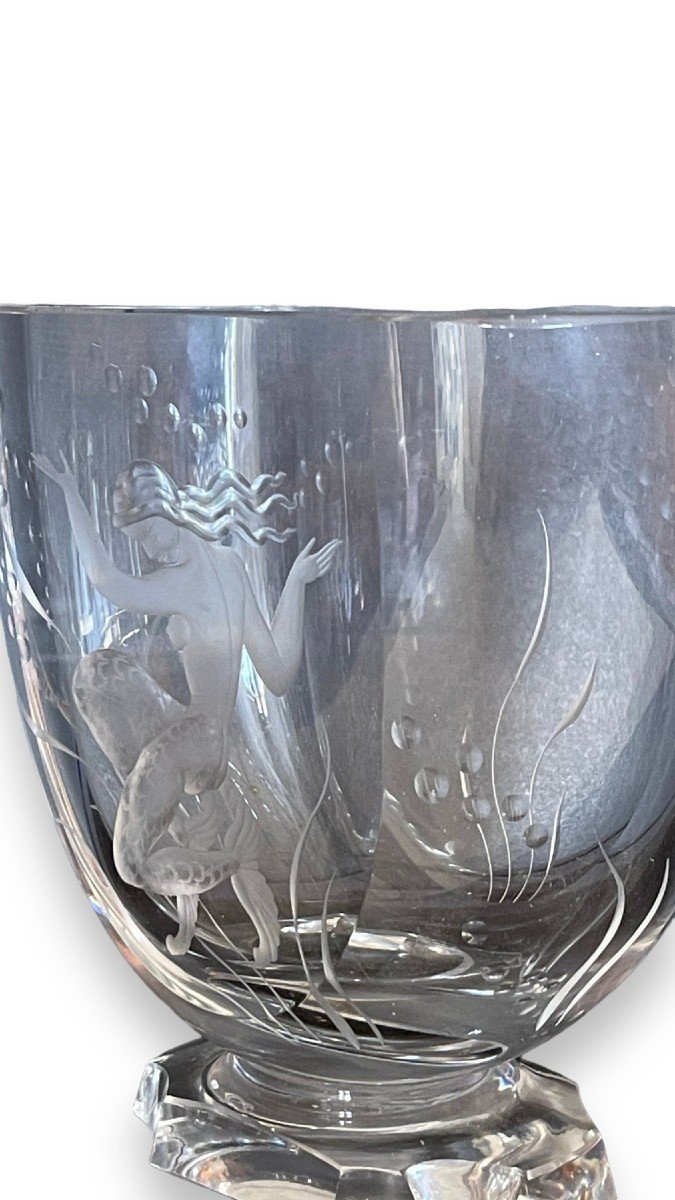 Swedish Art Deco Mermaid Vase By Lars Kjellander For Orrefors.-photo-7